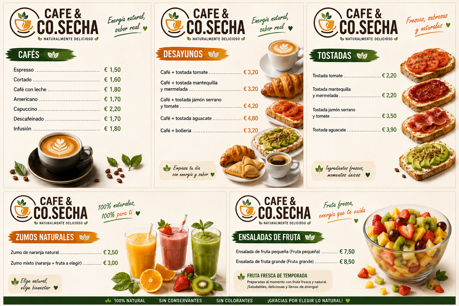Carta de desayunos Café & Co.Secha